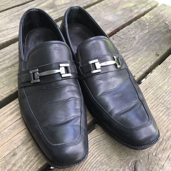 Men's Vionic 45 Monroe Slip On Loafers, Black Leather Size 13 Shoes Buckle - Picture 2 of 8